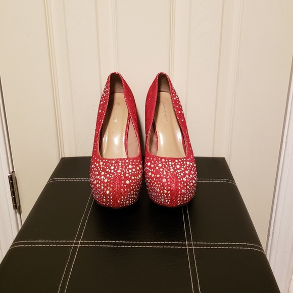 Delicacy Sparkling Red Platform Heels - Picture 3 of 6